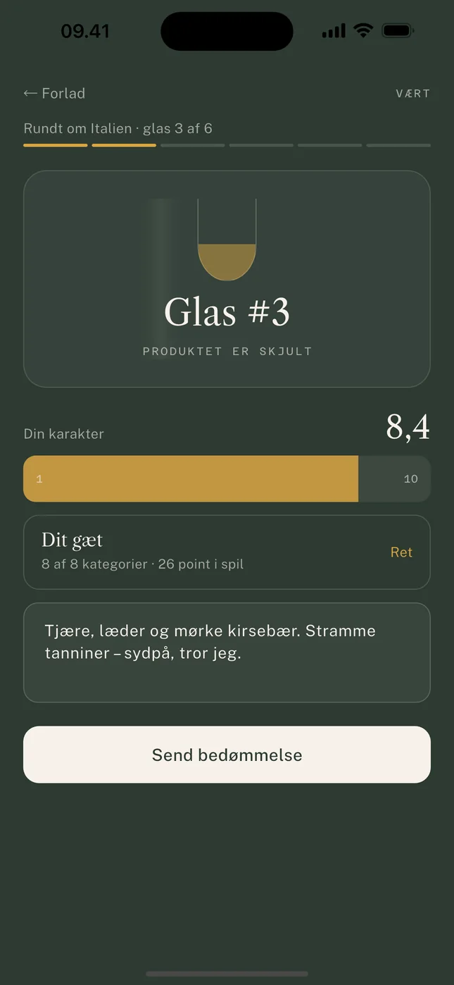 Live smagning — glasset er skjult